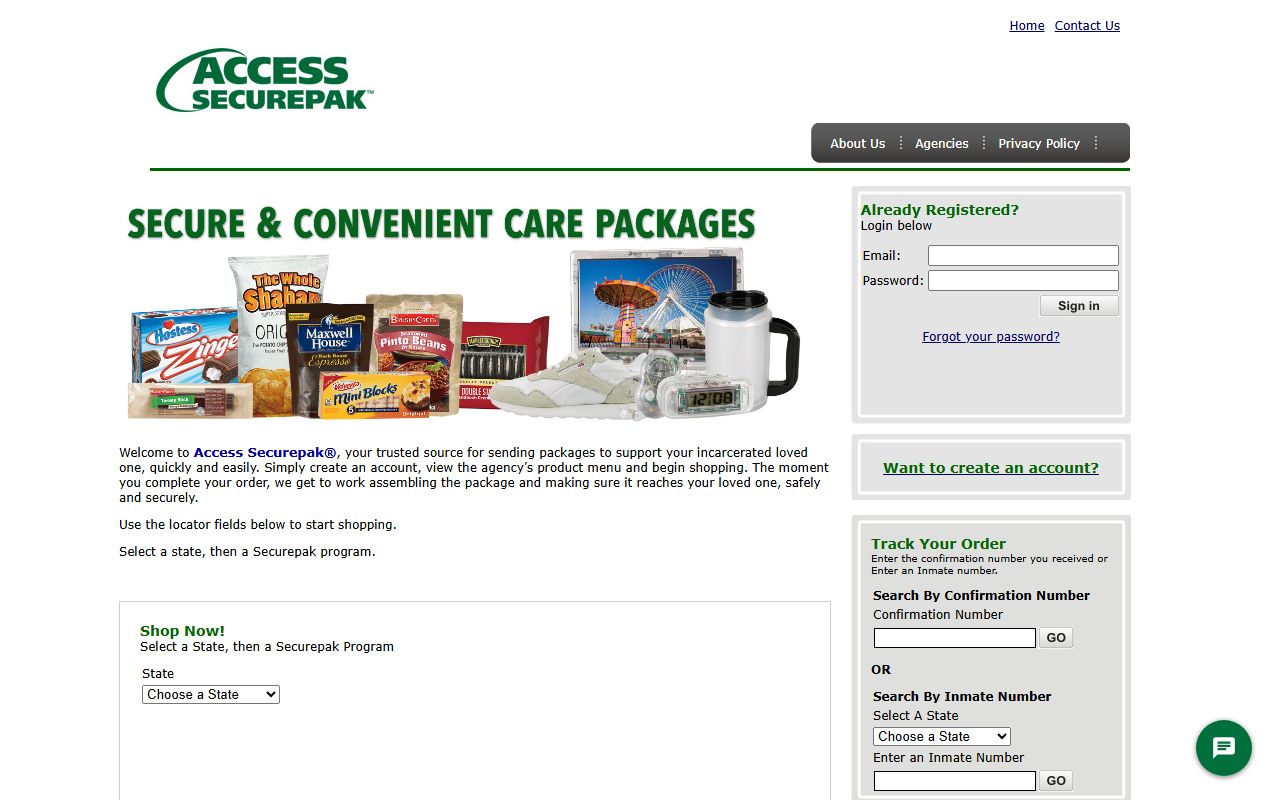 Access Securepak commissary catalog used to order goods for Lane County inmates