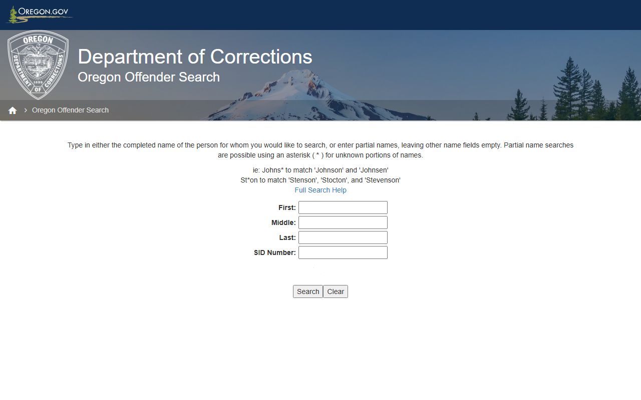 Oregon DOC offender search used when a Lane County inmate moves to state prison